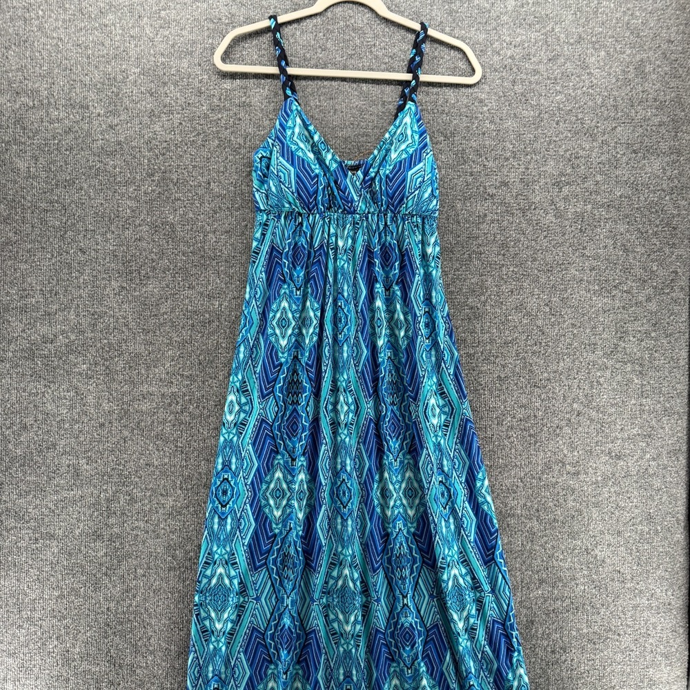 Enfocus Studio Dress Womens‎ 4 Blue Geometric Maxi Long Boho Cottagecore Peasant